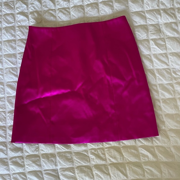 Frame Denim Seamed Pink Metallic Mini A-Line Skirt - Picture 11 of 11
